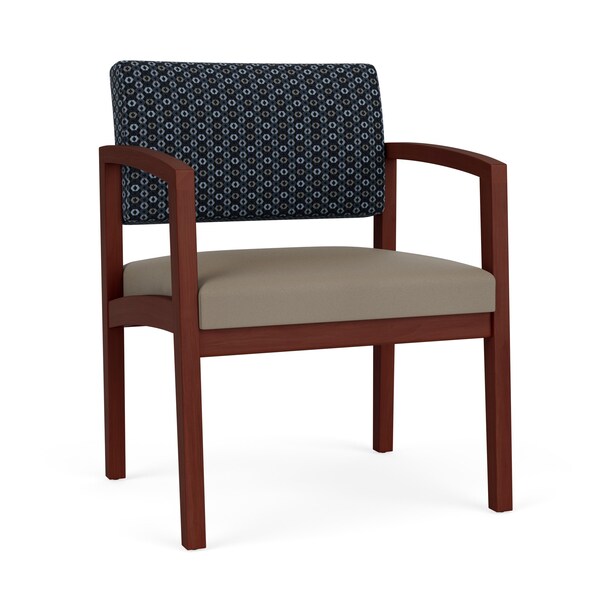 Lesro Lenox Wood Wide Guest Chair Wood Frame, Mahogany, RS Night Sky Back, MD Farro Seat LW1201 - main